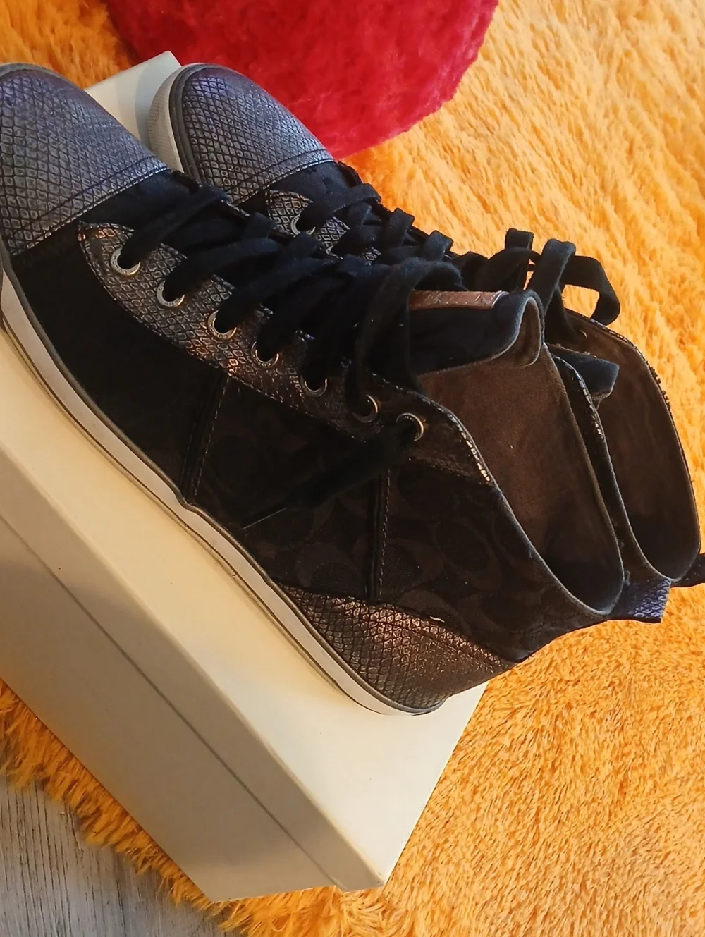 Coach Men's Black and Metallic Sneakers